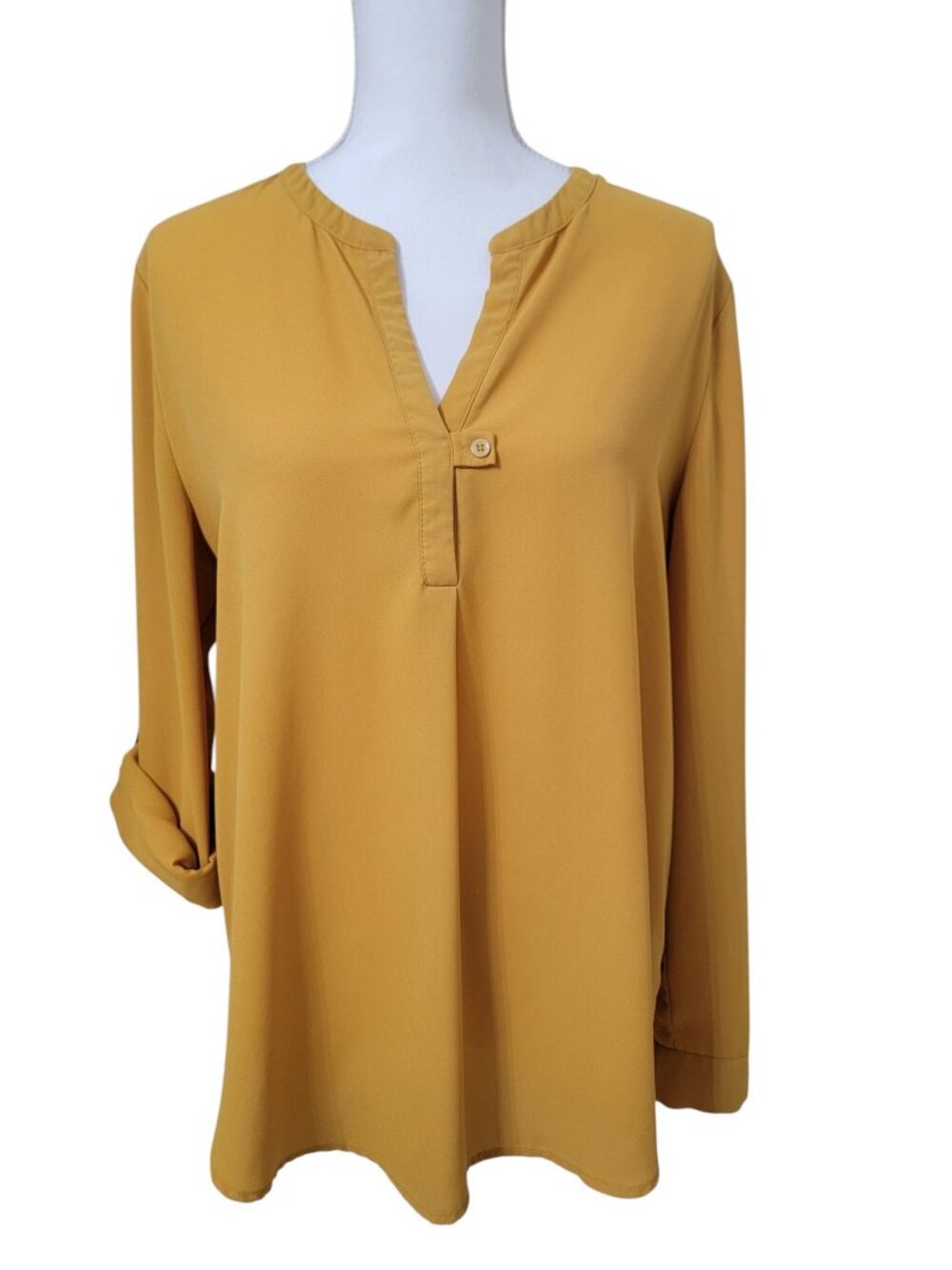 Premise Studio Size L Mustard Yellow/Goldenrod Popover Blouse